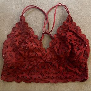 cherry red floral lace bralette